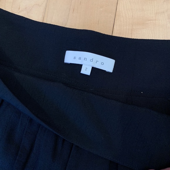 Sandro Pleated Draped Gold Trimmed Lined Mini Skirt with Pockets - Picture 4 of 9